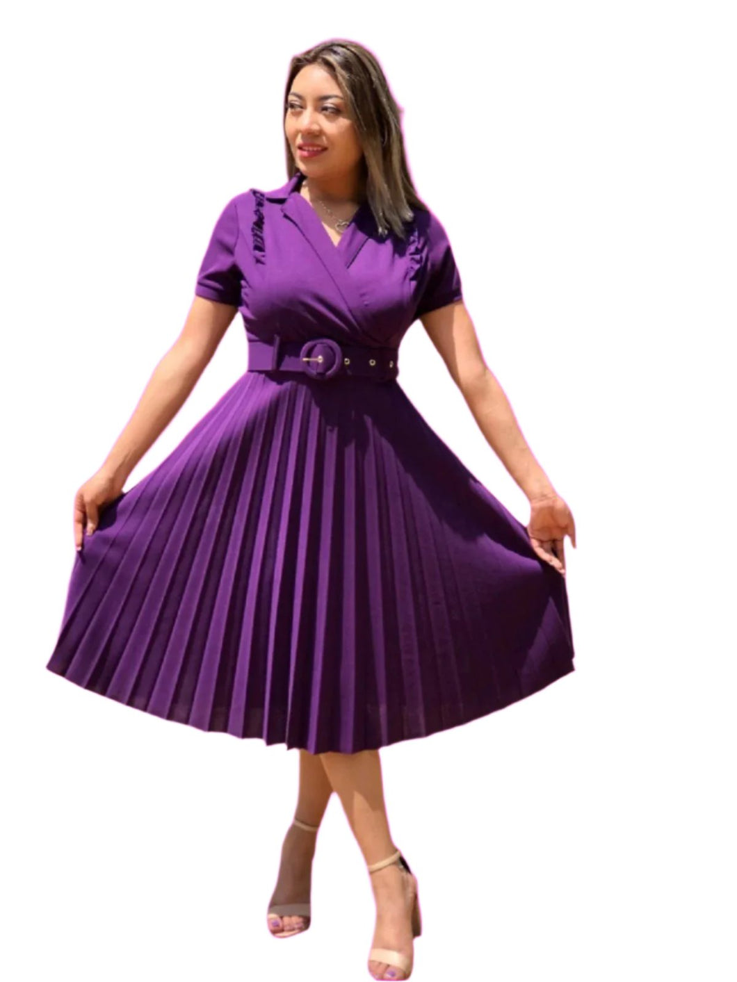 Purple Pleated Dress