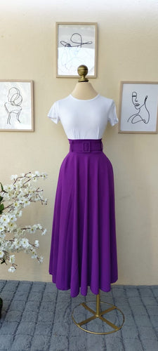 Long Purple Skirt with belt