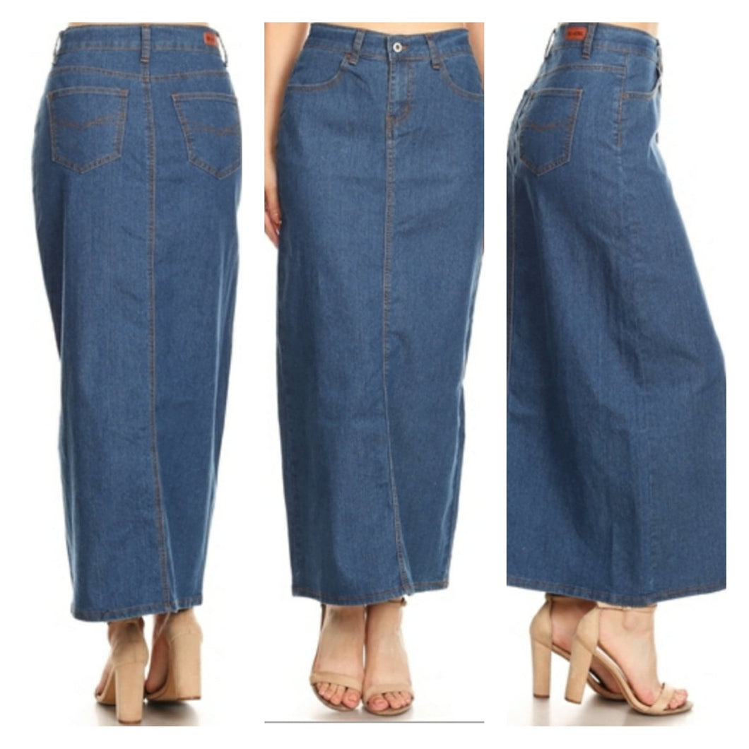 STRETCH DENIM STRAIGHT SKIRT