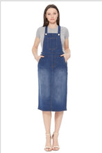 Load image into Gallery viewer, Stretch Denim Midi overall Dress