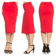 Load image into Gallery viewer, Red Denim Skirt