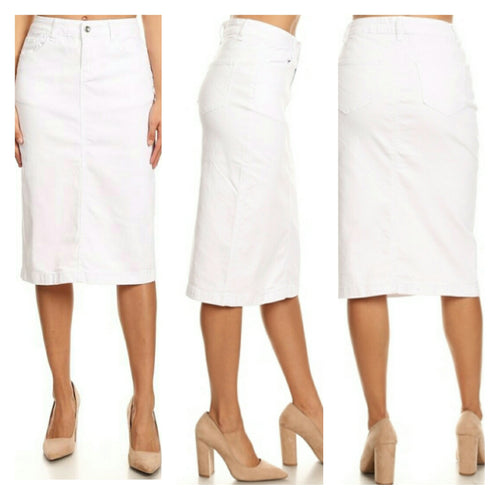 White Denim Skirt