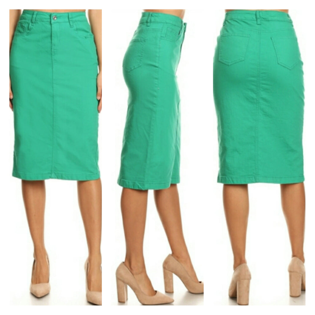 Green Denim Skirt