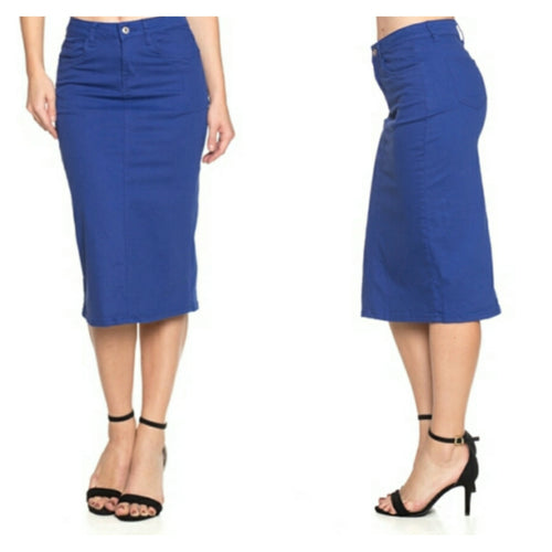 Royal Blue Denim Skirt